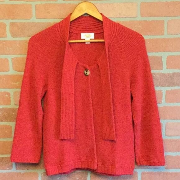 Talbots Womens Red Cardigan Sweater Tie Front Small - Picture 3 of 7